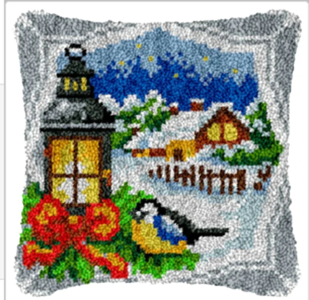 DIY Latch Hook Rug Kits Snowman Santa Claus Hat Embroidery Cushion Pillow Cover