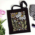 Boho Floral Print Reusable Canvas Tote Bag