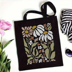 Boho Floral Print Reusable Canvas Tote Bag