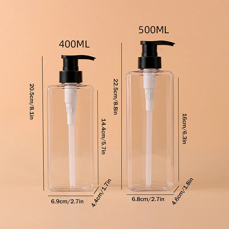 Square Soap Dispenser | Refillable 400/500ml Bathroom, Kitchen, Lotion Pump Bottle