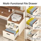 65" Computer Desk 3 Drawers, Storage Shelves