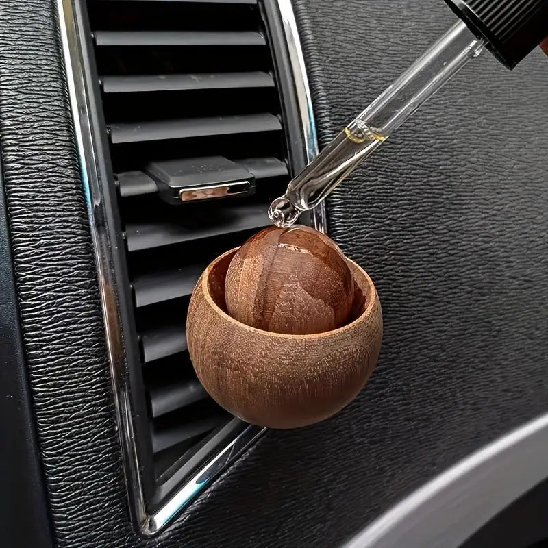 New Handmade Car Mounted Circular Diffuser Wood Aromatherapy Natural Black Walnut Solid Wood for Car Air Conditioning Vents