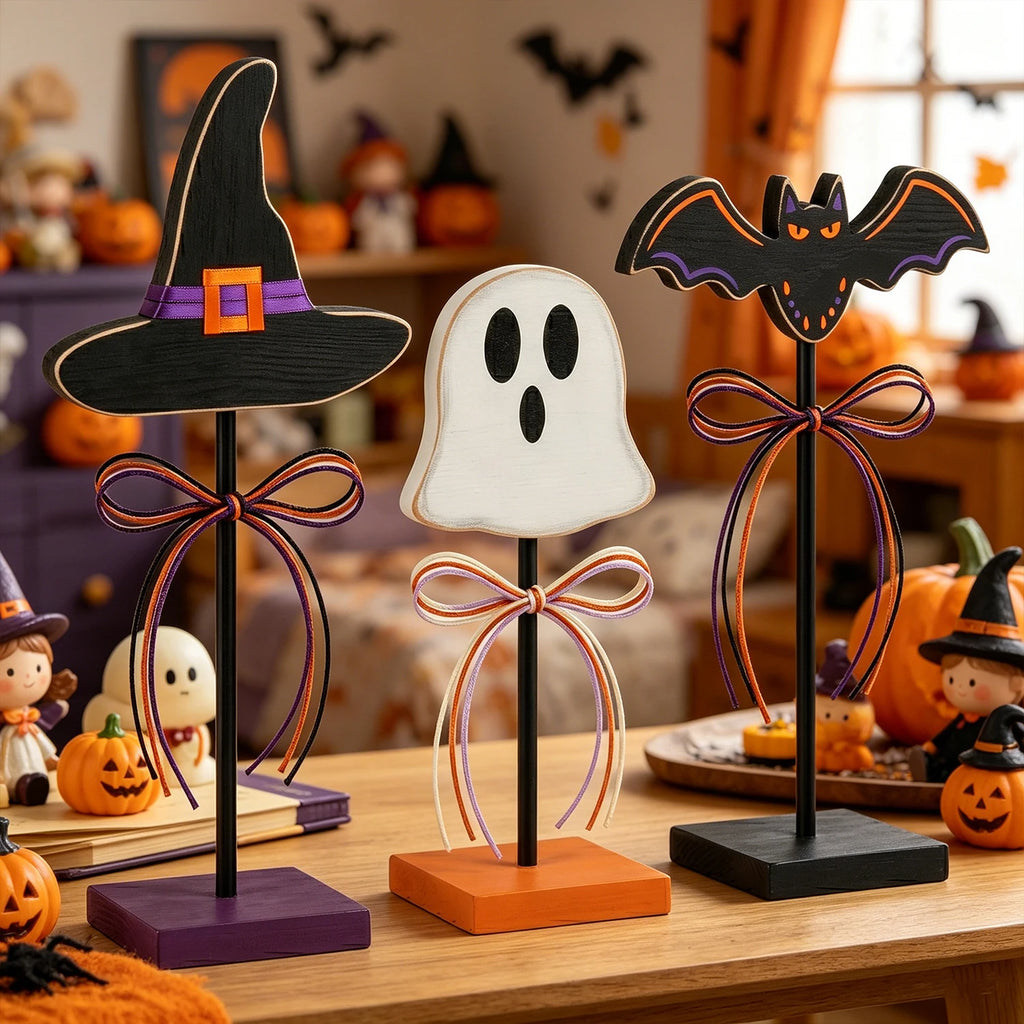 Halloween Wooden Tabletop Decor, 3PC Set