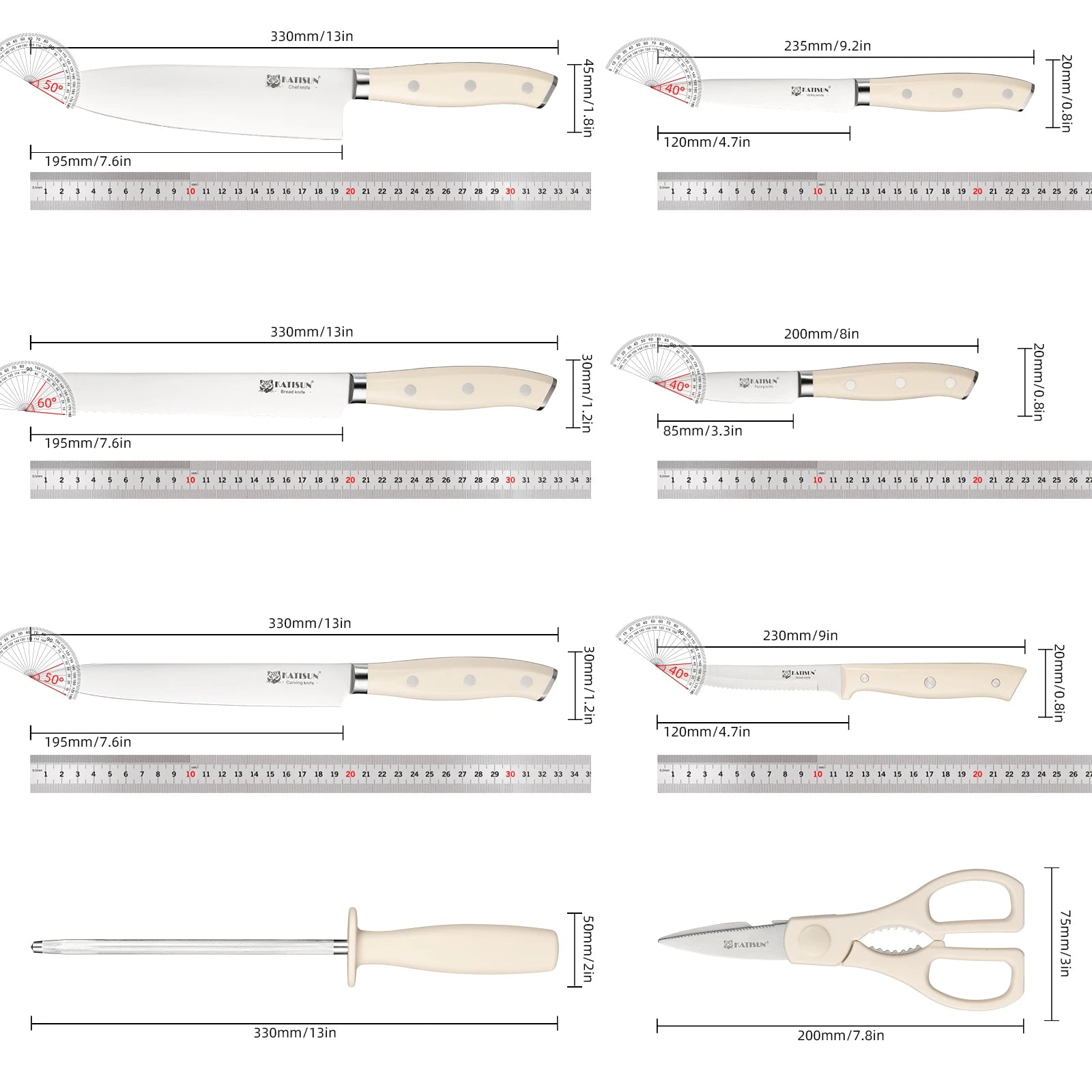 14 Pieces Knife Set With Wooden Block