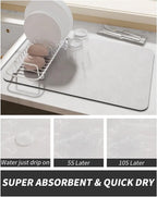 Absorbent Dish Drying & Coffee Station Mat, Various Colors, Sizes
