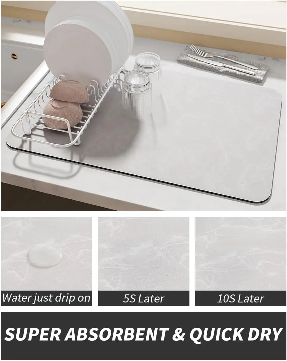 Absorbent Dish Drying & Coffee Station Mat, Various Colors, Sizes