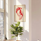 Japanese Red Koi Fish Canvas Wall Art Minimalist Poster