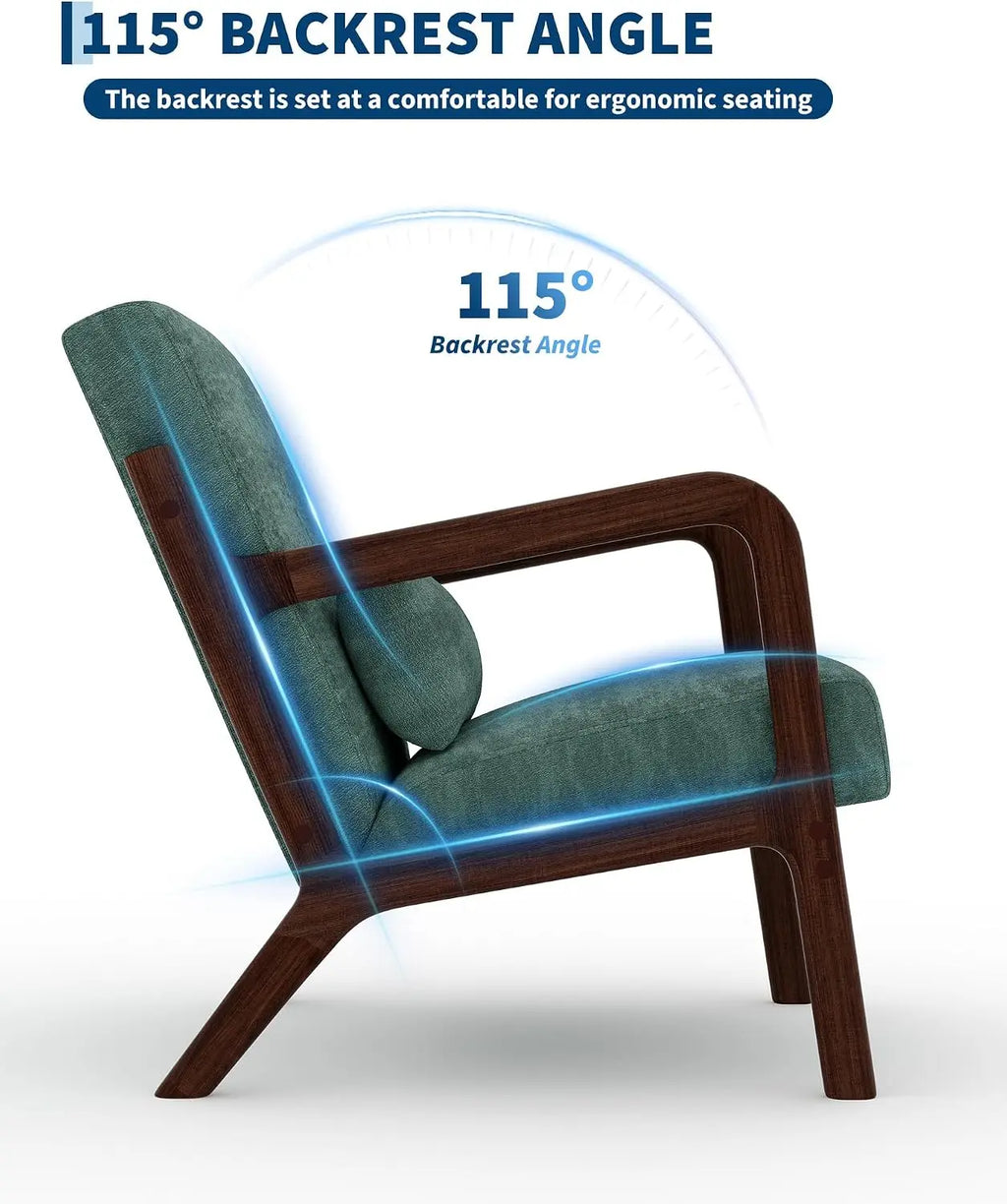 Mid-Century Cozy Green Chenille Accent Chair