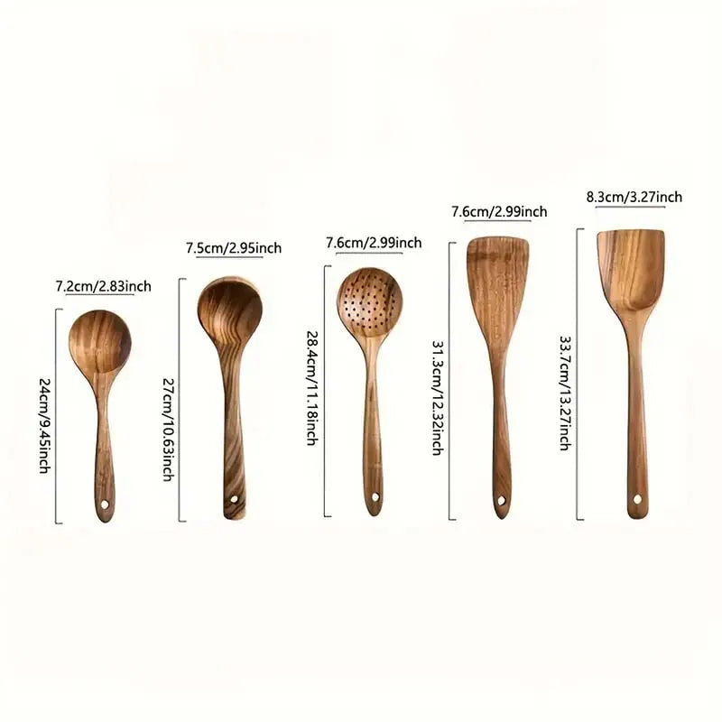 Teak Cooking Utensil Set, 5-Piece