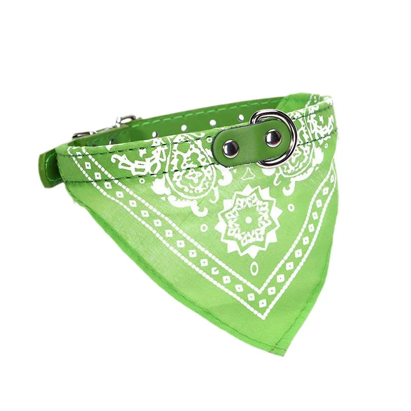 Adjustable PU Dog/Cat Collar with Detachable Scarf | For Small Medium Dogs and Cats