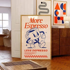 More Espresso Less Depresso Coffee Wall Art Print