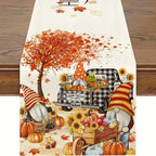 Autumn Gnomes, Sunflowers & Truck Table Runner