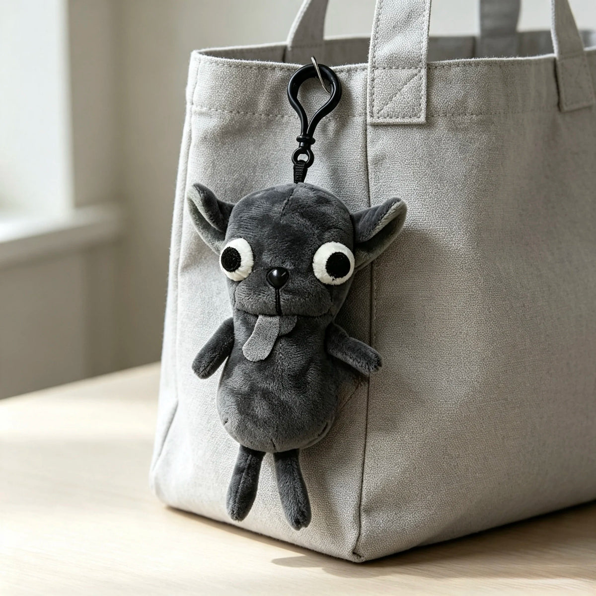Funny Ugly Cute Bug-Eyed Dog Plush Keychain