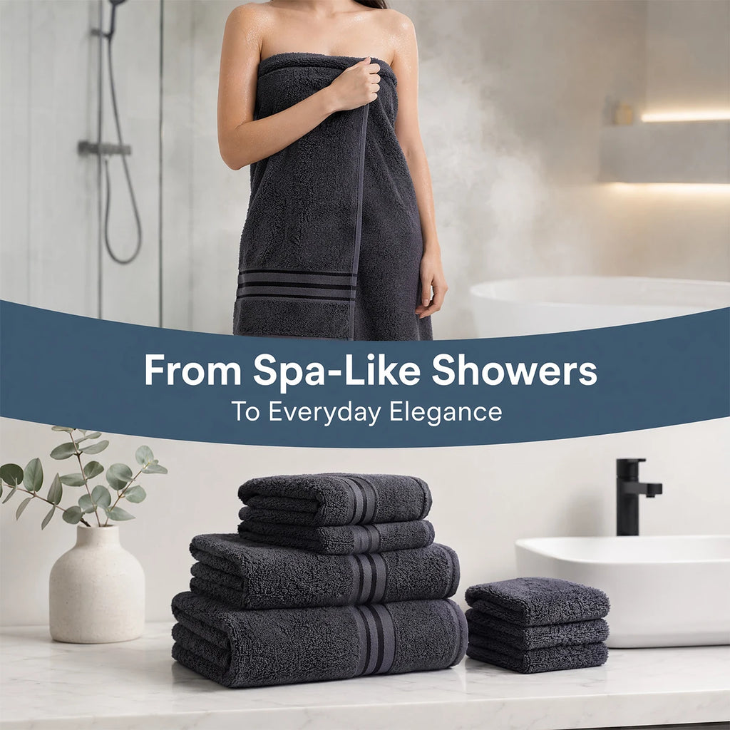 8 Piece Luxury Towel Set – 100% Ring Spun Cotton