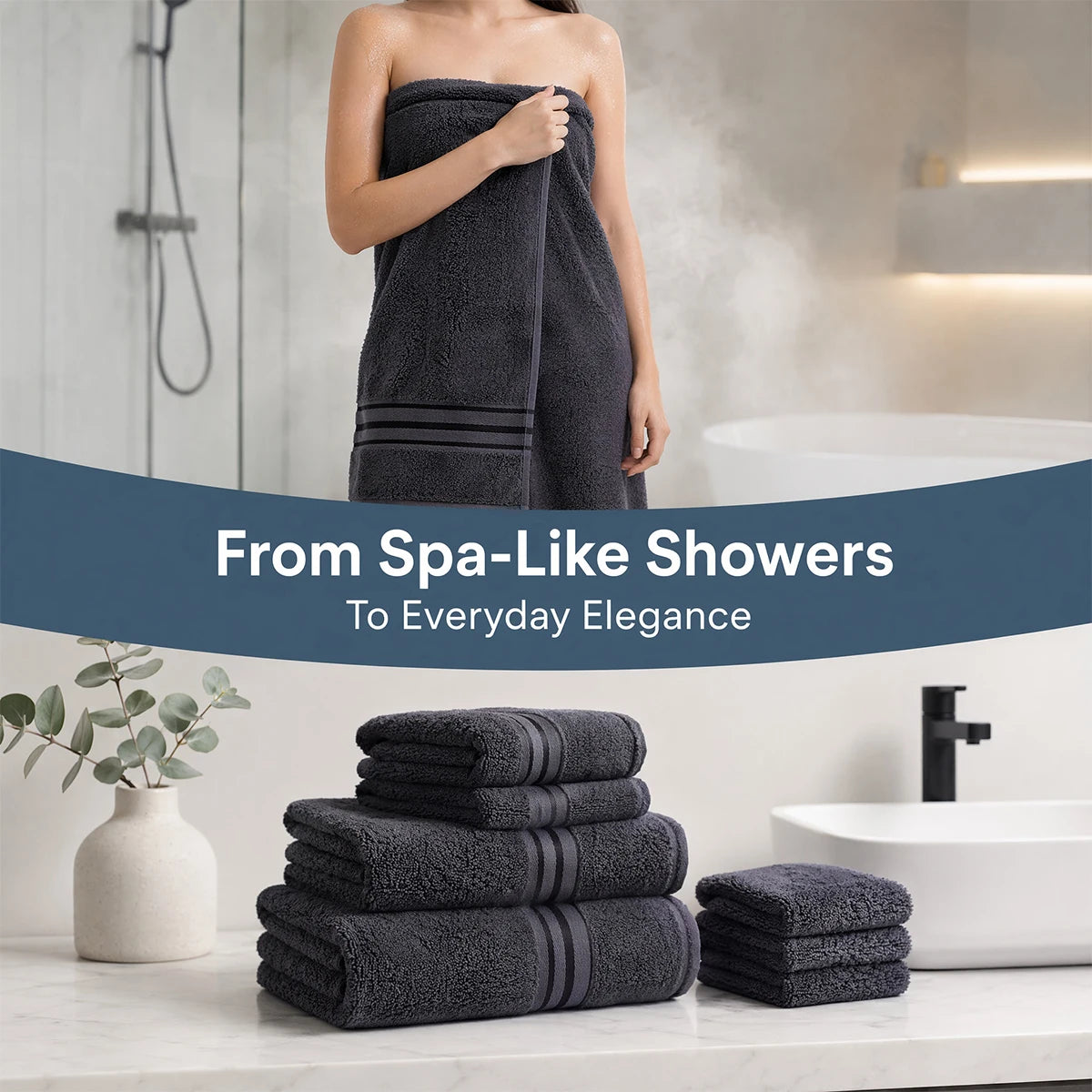 8 Piece Luxury Towel Set – 100% Ring Spun Cotton