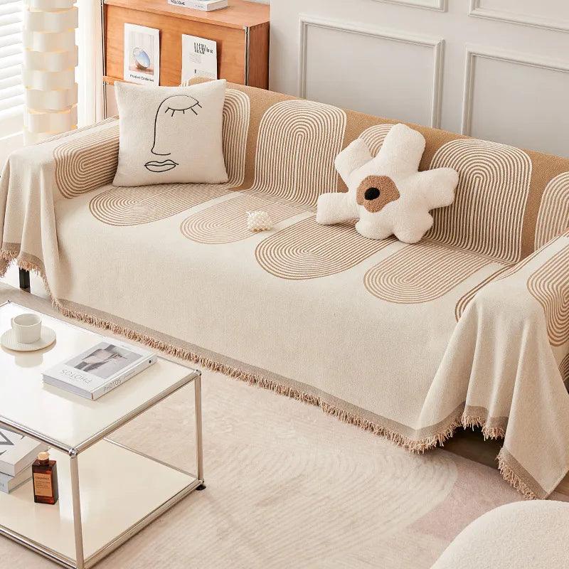Double-Sided Moden Retro Chenille Couch Covers, Pet/Kid Friendly Protection