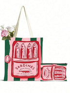 Reusable Tote Bag And Cosmetic Pouch Set