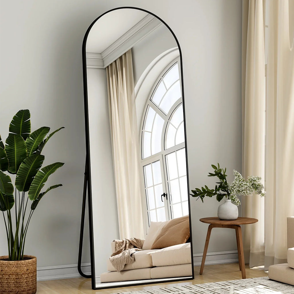 59x16" 64x21" 71x26" Black Arched Full-Length Mirror