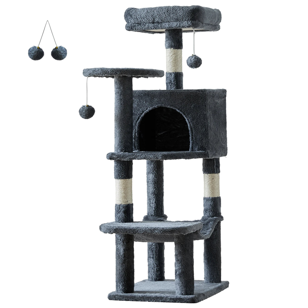 Multi-Cat Climbing Tower With Condo, Hammock, Scratch-Post