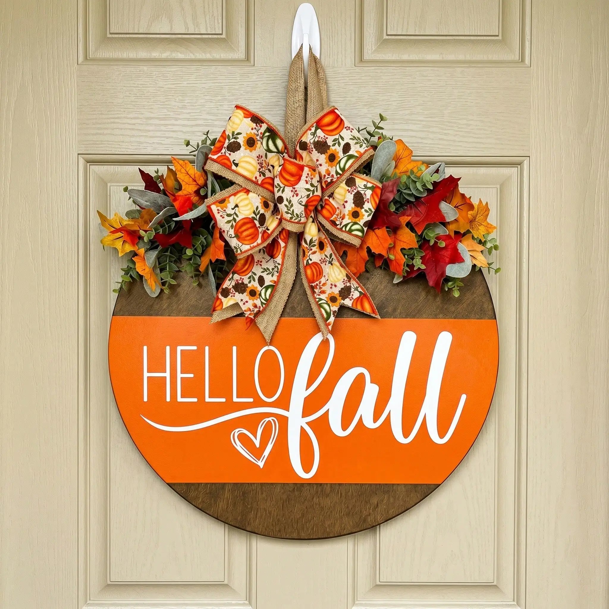 HELLO FALL Front Porch Sign Door Hanger