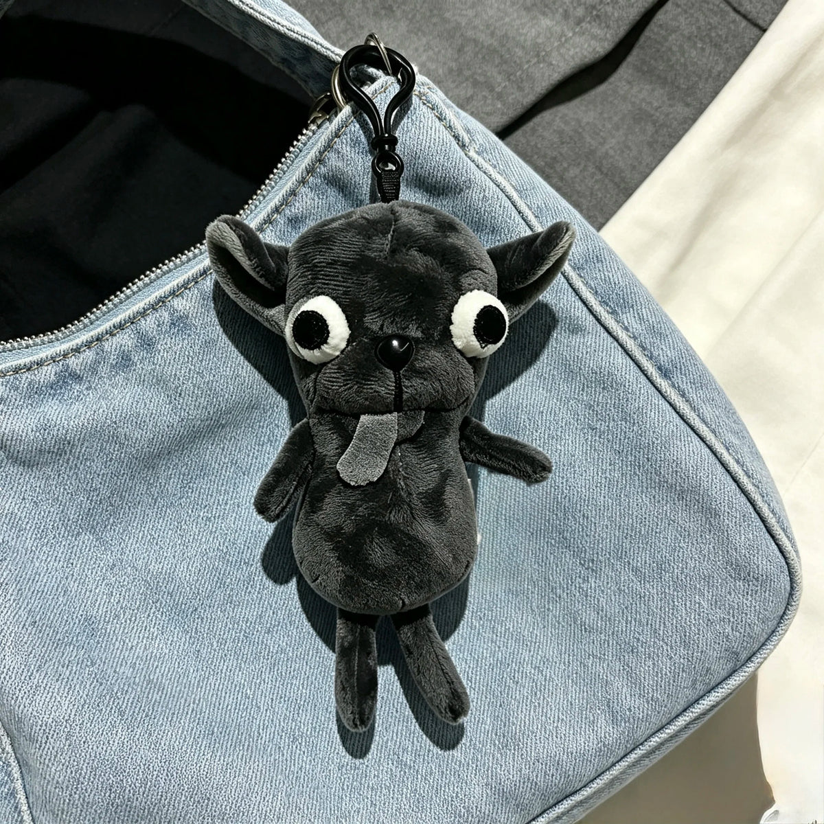 Funny Ugly Cute Bug-Eyed Dog Plush Keychain