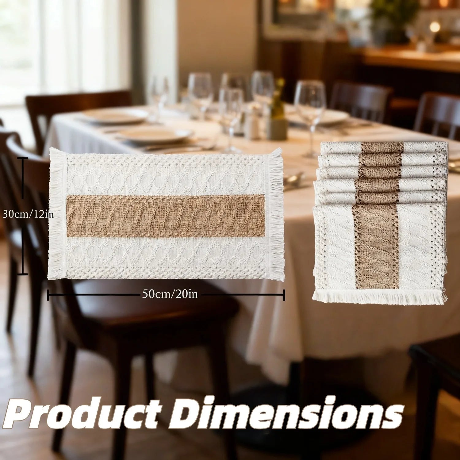 6 Pcs Boho Macrame Placemat Set