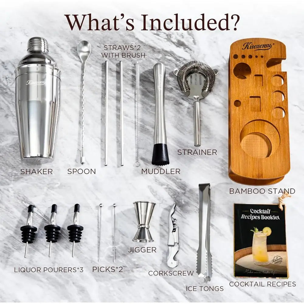 Luxe Cocktail Shaker & Bartender Kit W/ Stand