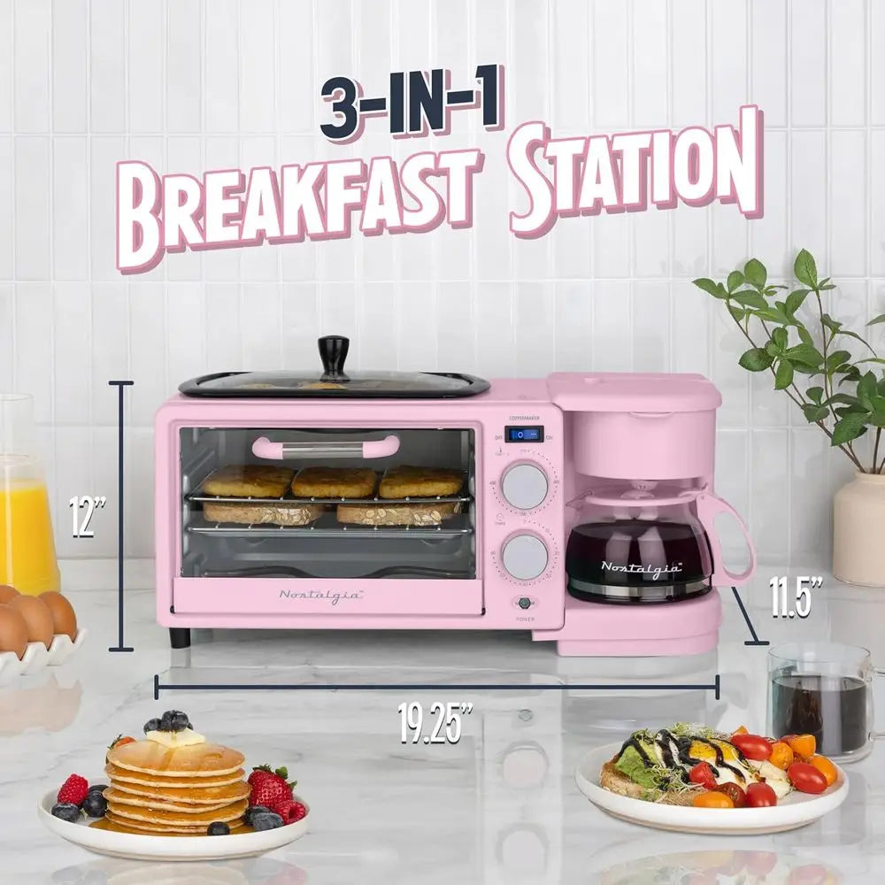 All-in-One Vintage Breakfast Griddle Toaster Coffee-maker