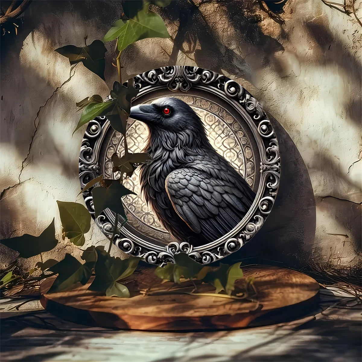 Vintage Aluminum Raven Wall Art - Engraved Crow Metal Sign for Home, Dorm & Office Decor - Ideal Gift for Art Lovers
