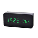 Wooden Digital Alarm Clock, With Temperature