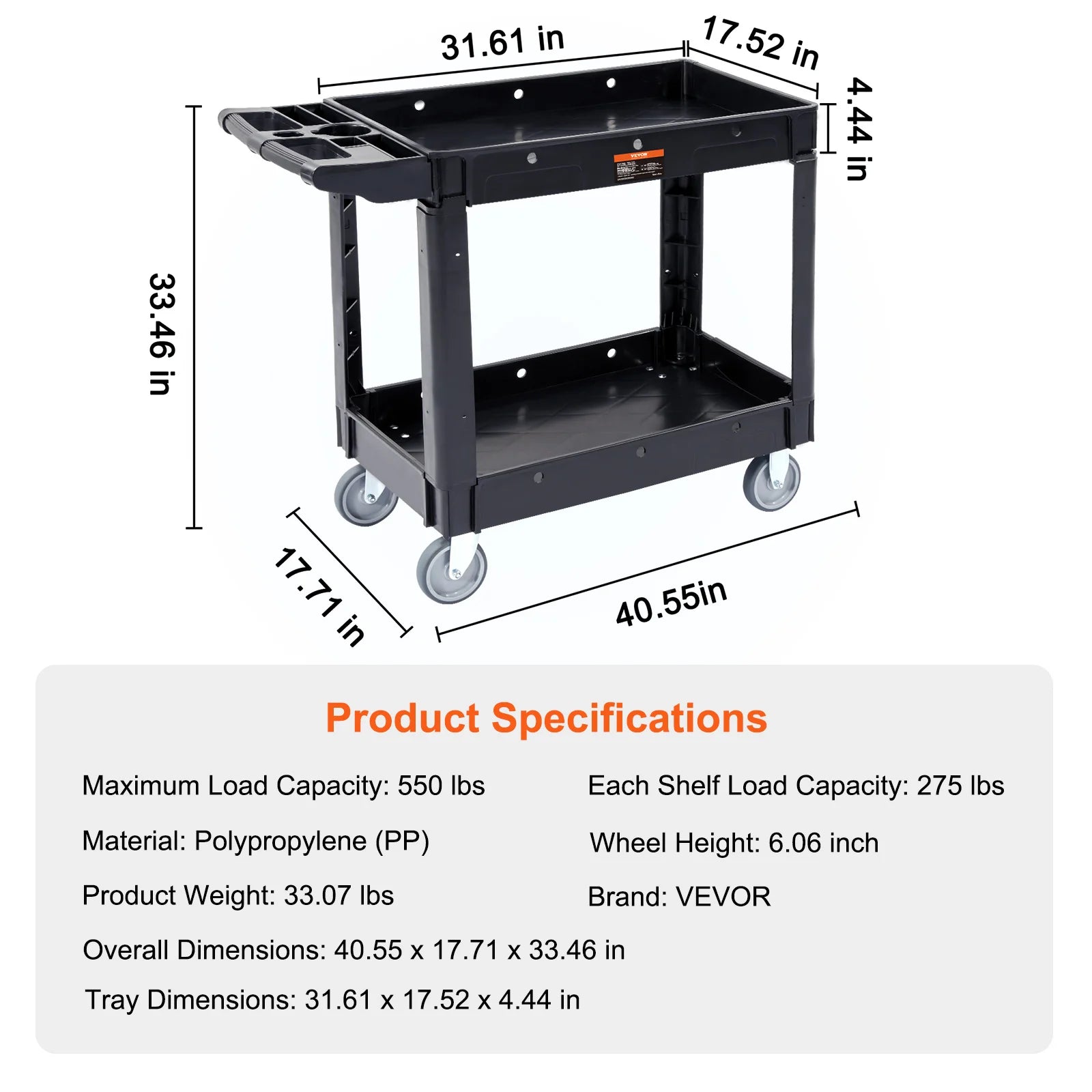 Utility Cart 360° Swivel Wheels 3 Sizes