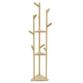 Bamboo Clothing/Coat/Shoe Stand With Hooks & Shelves