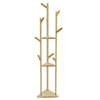 Bamboo Clothing/Coat/Shoe Stand With Hooks & Shelves