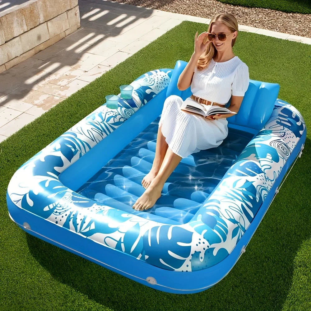 4-in-1 Inflatable Tanning Pool  70" x 46" With Pillow