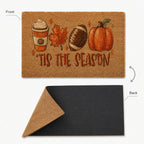 Coffee Pumpkin Leaf Football Coir Welcome Mat