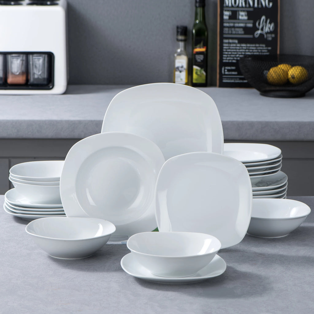 MALACASA Elisa 24-Pc Ceramic Porcelain Tableware