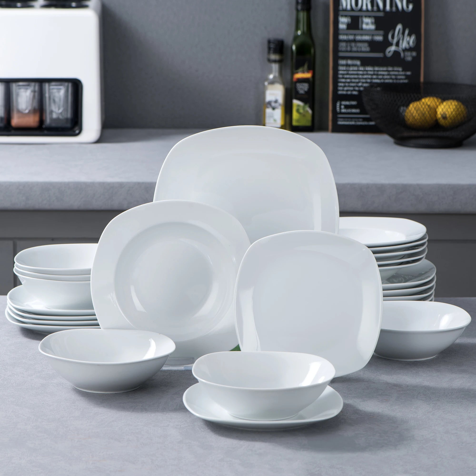 MALACASA Elisa 24-Pc Ceramic Porcelain Tableware