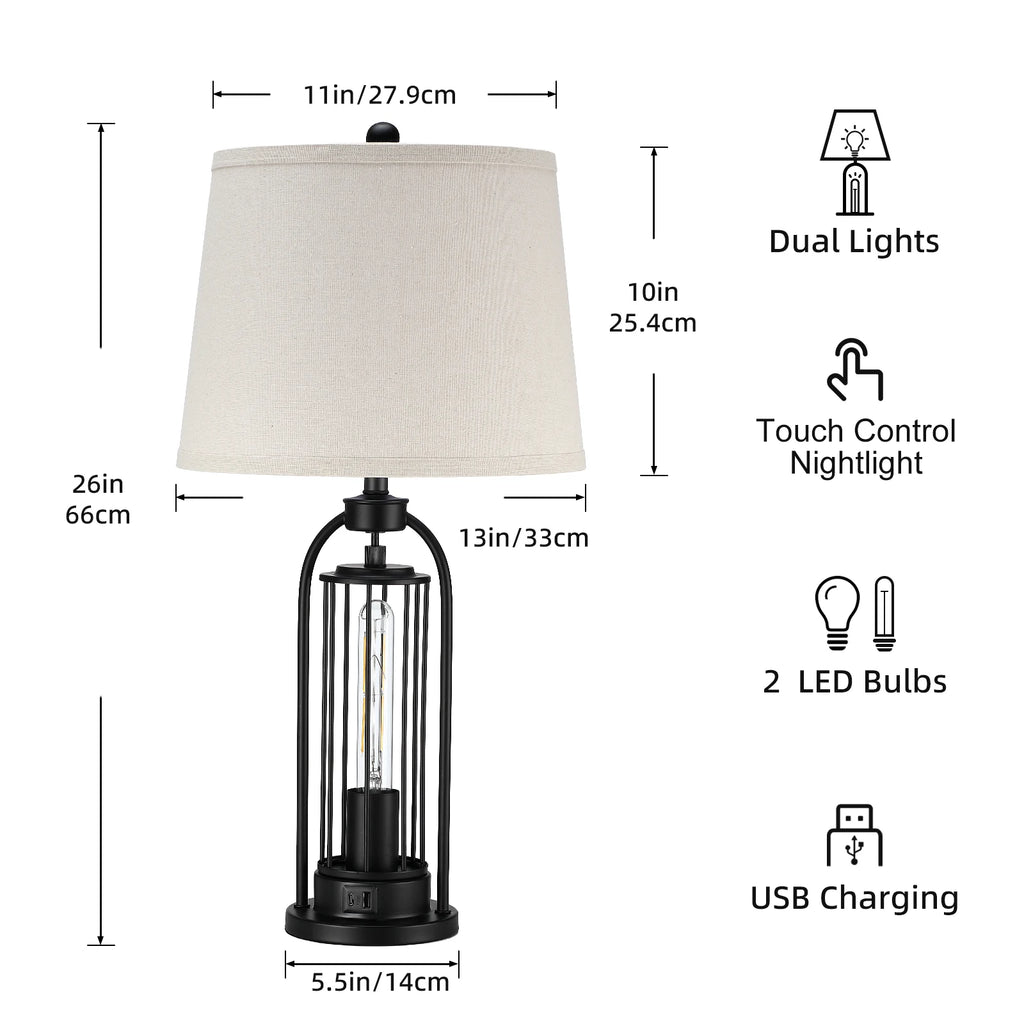 26 inch  Modern Dual LED European Table Lamp
