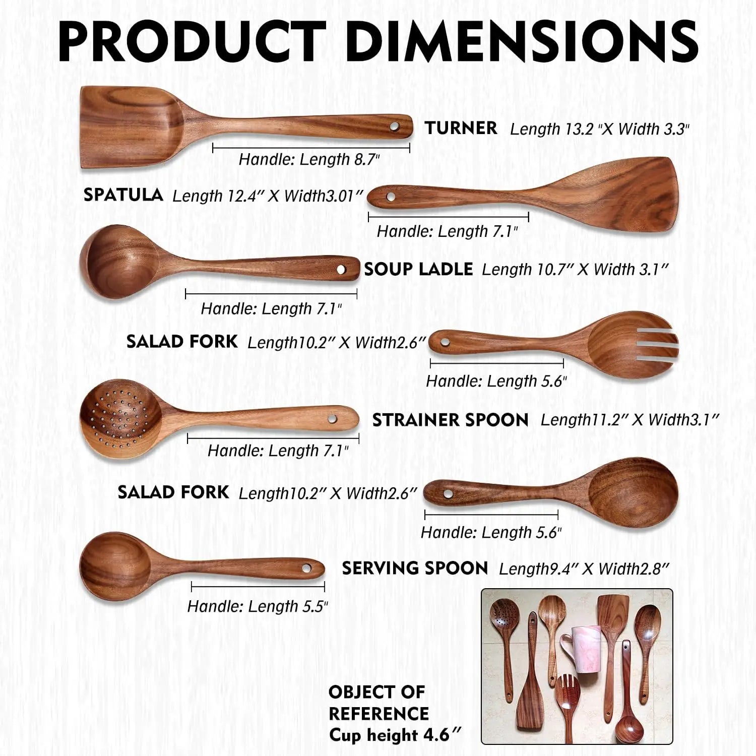 Teak Cooking Utensil Set, 5-Piece