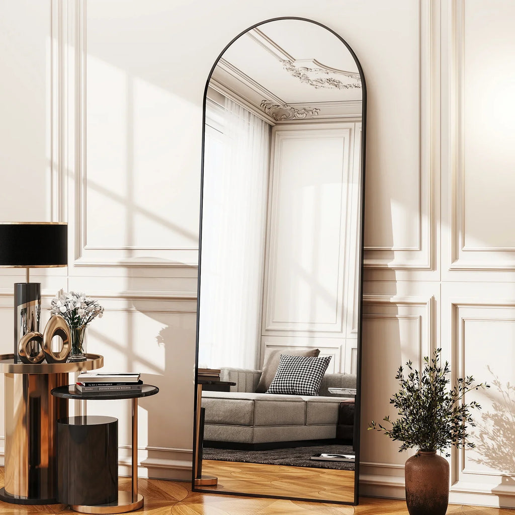 59x16" 64x21" 71x26" Black Arched Full-Length Mirror