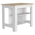 Cala Kitchen Island, 3 Shelves White/Light Oak