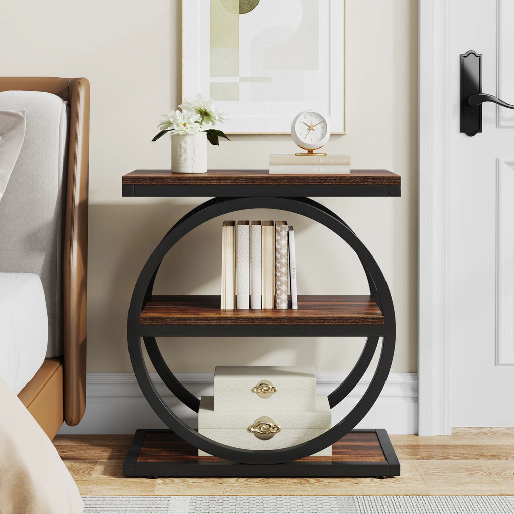 Modern/Retro/MCM End Table with 3 Storage Shelves