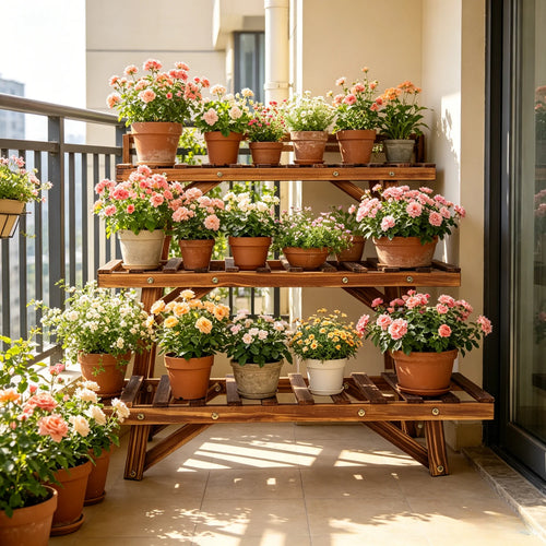 3-Tier Ladder Shelf Wood Plant Stand