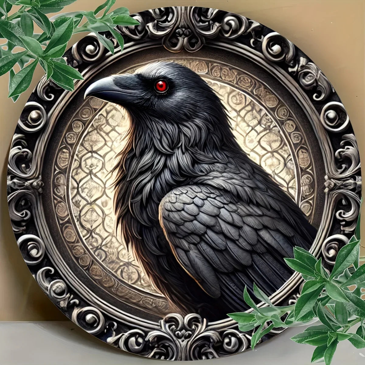 Vintage Aluminum Raven Wall Art - Engraved Crow Metal Sign for Home, Dorm & Office Decor - Ideal Gift for Art Lovers