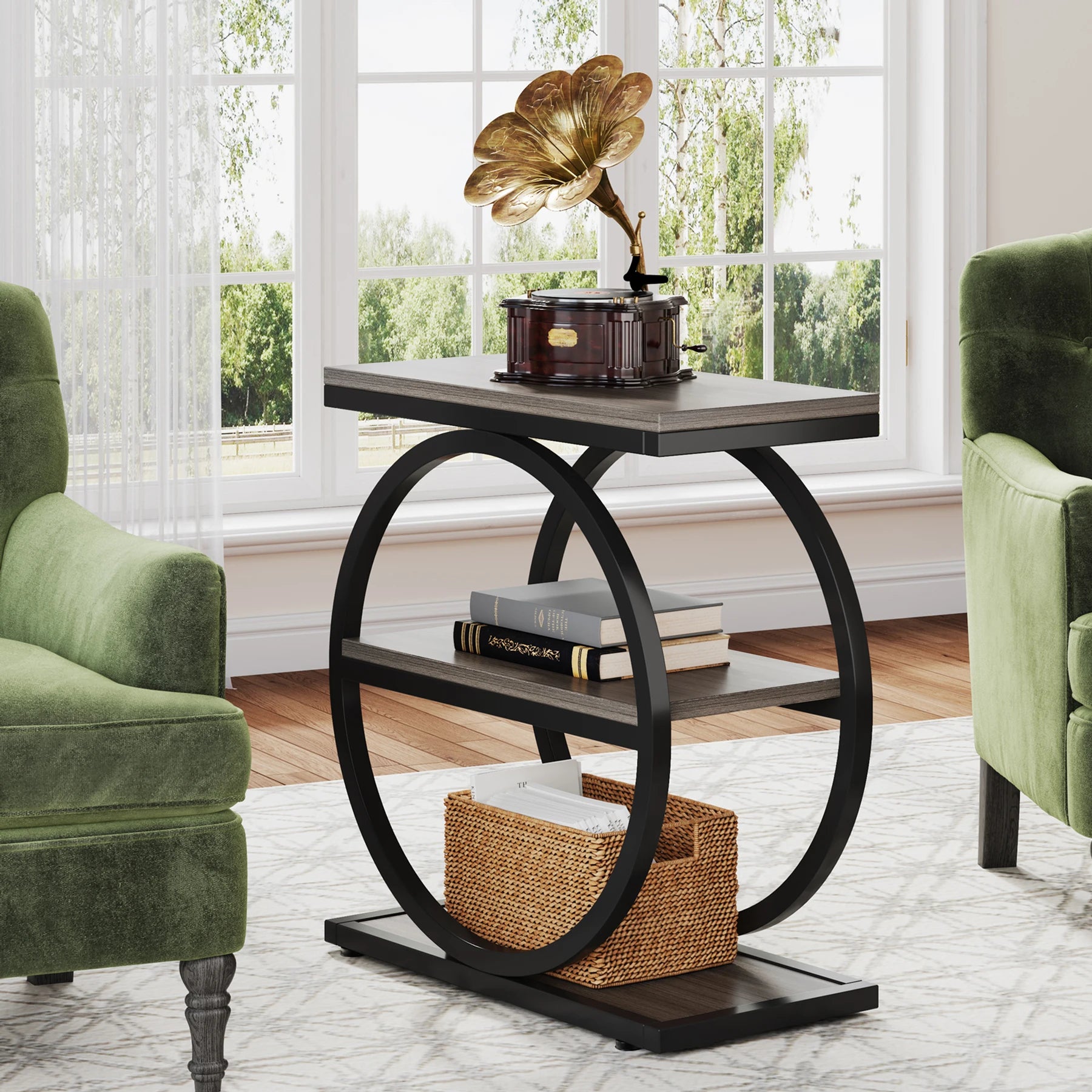 Modern/Retro/MCM End Table with 3 Storage Shelves