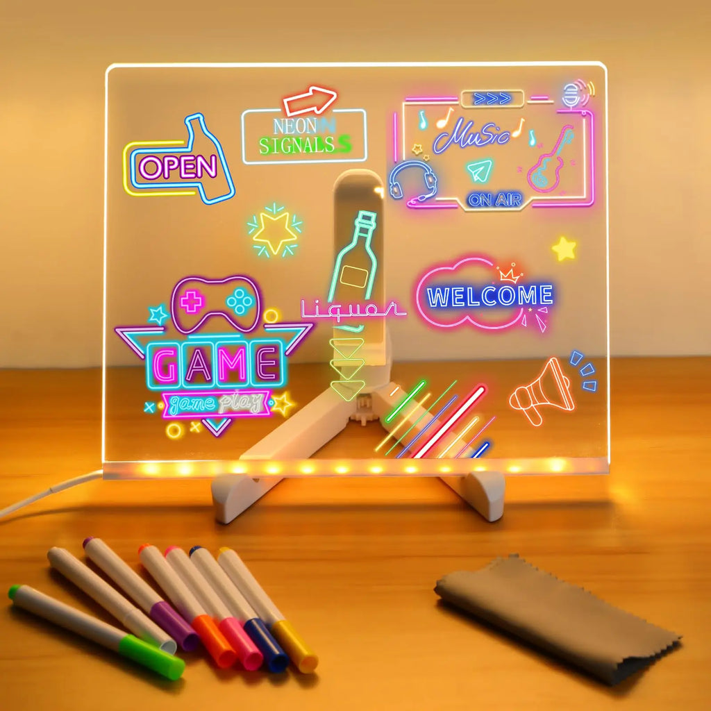 LED Note Board With Night Light & 7 Pens