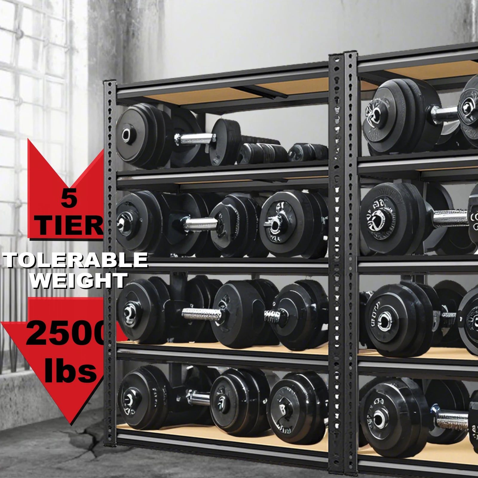 72"/60"H 2000LBS Capacity Heavy Duty Adjustable Shelves
