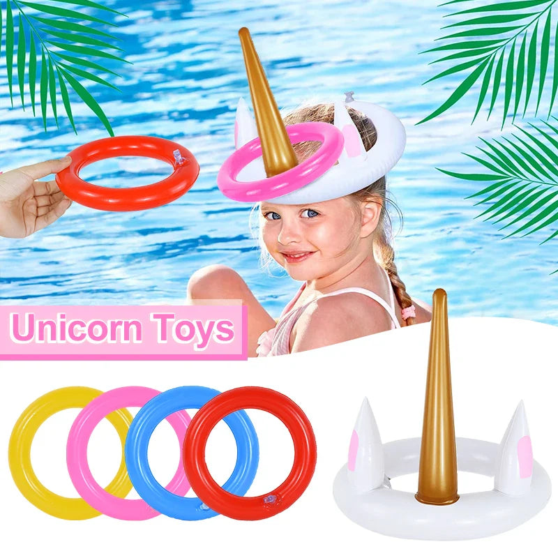 Unicorn Inflatable Ring Toss Game | Kids Beach Pool Toy
