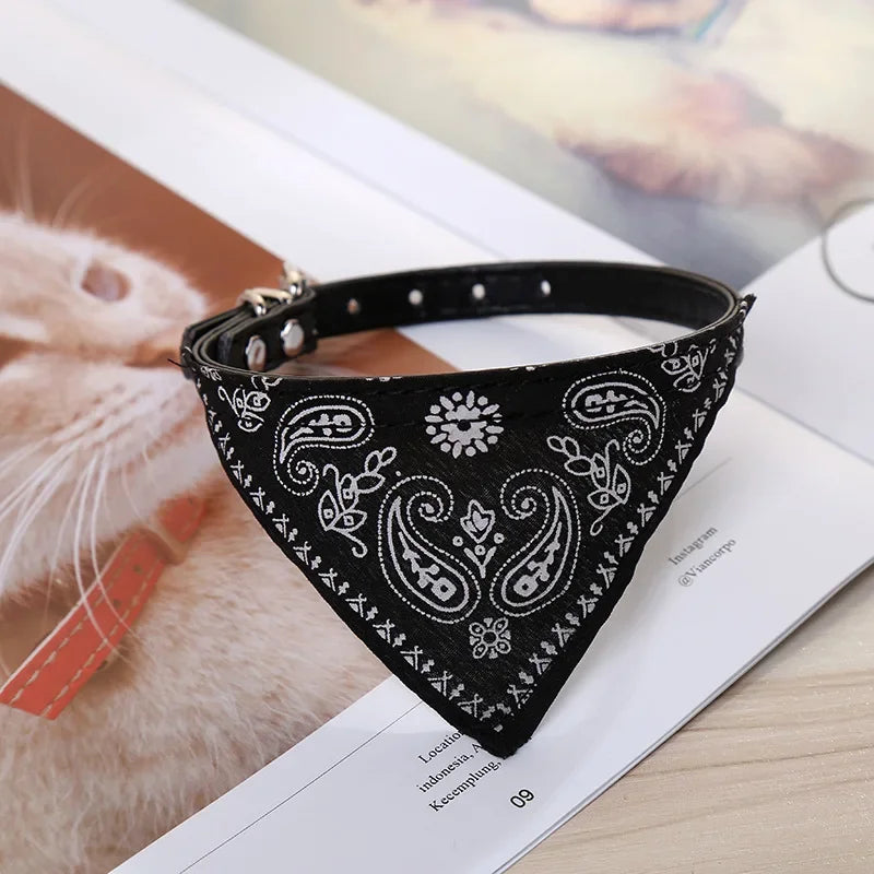 Adjustable PU Dog/Cat Collar with Detachable Scarf | For Small Medium Dogs and Cats
