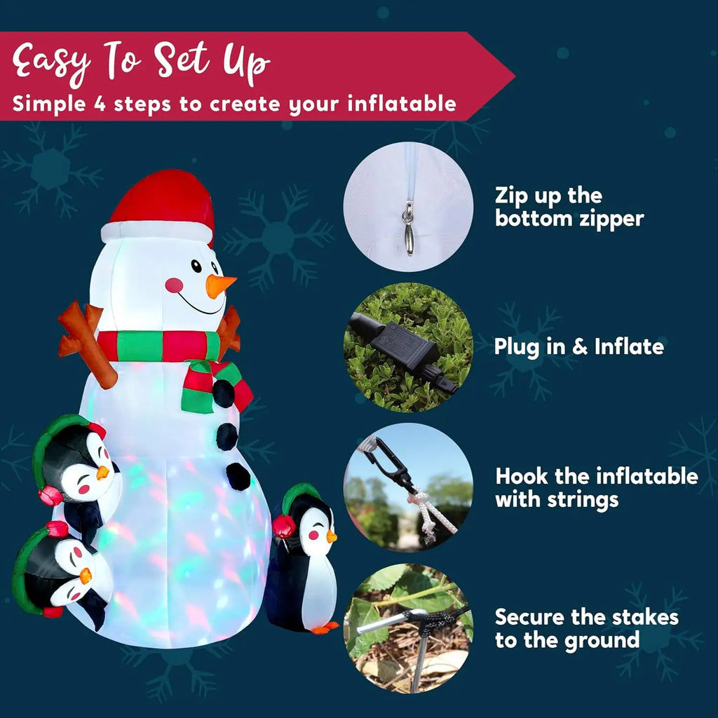 Snowman & Penguin Inflatable Decoration W/ LEDs